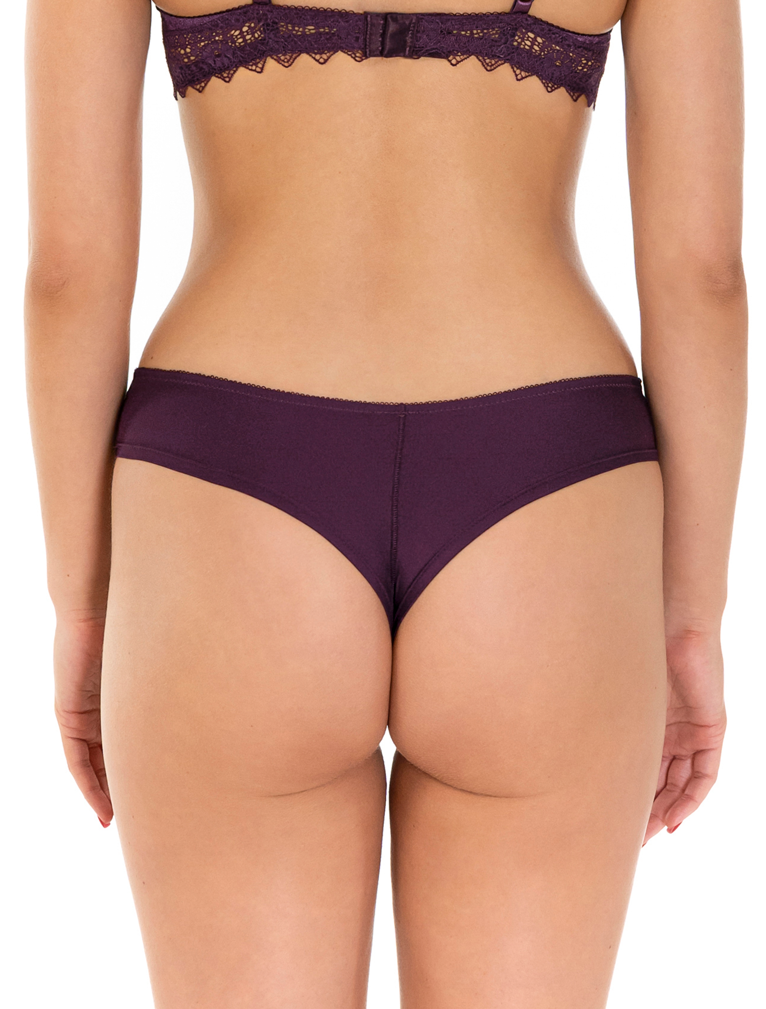 Lauma, Burgundy String Panty With Lace, On Model Back, 09L60