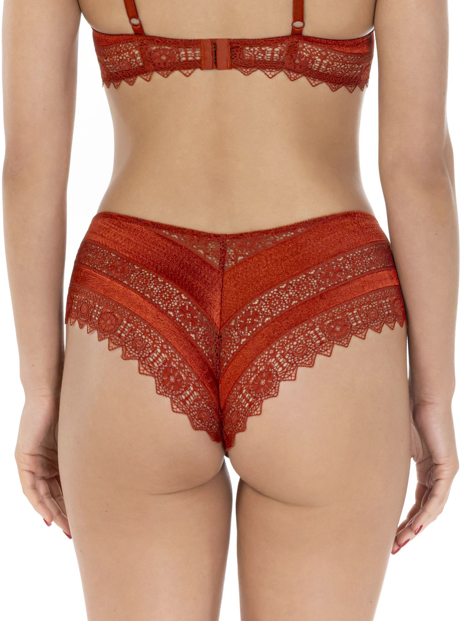 Lauma, Orange Lace Shorts, On Model Back, 09L70