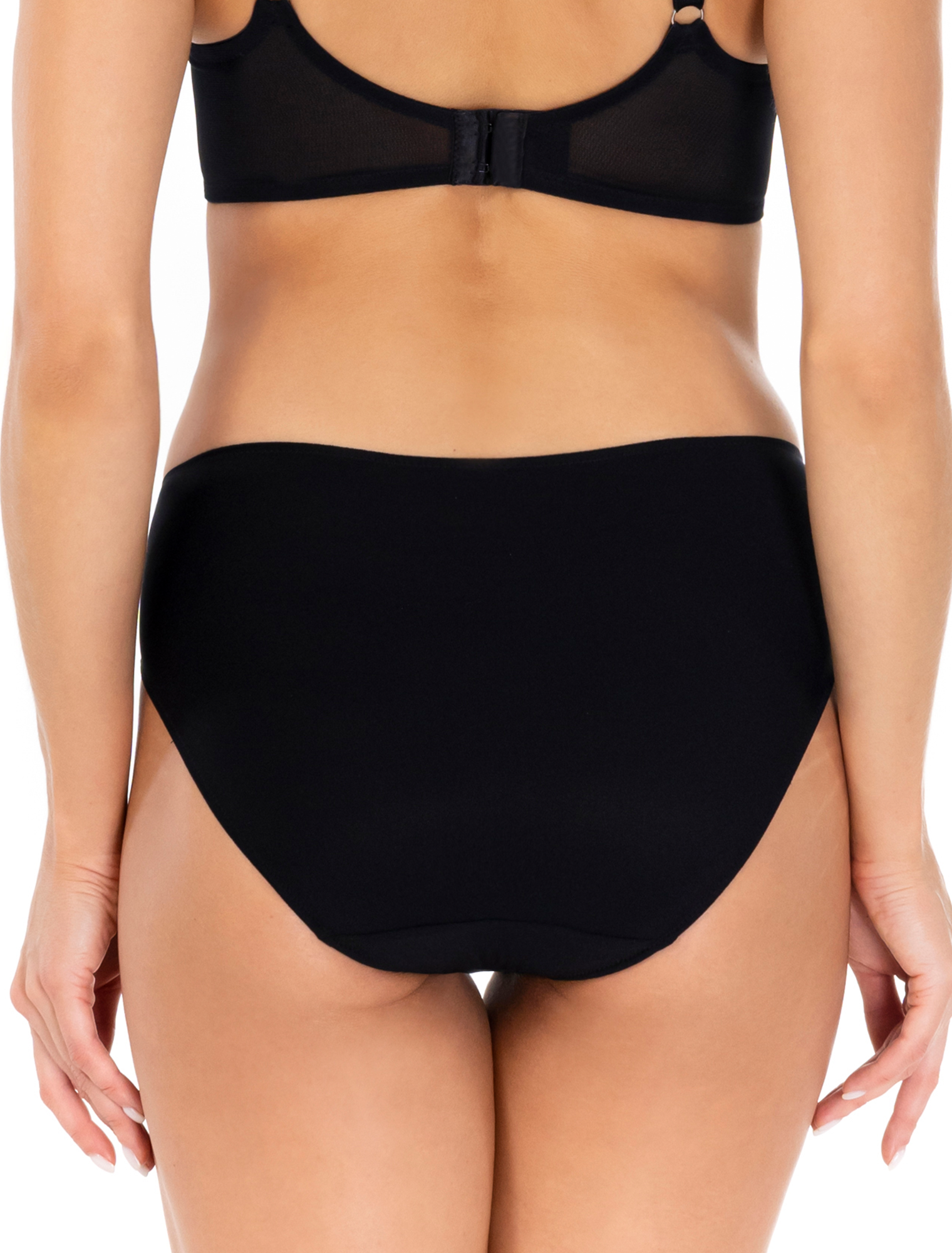 Lauma, Black Mid Waist Panty, On Model Back, 11L50