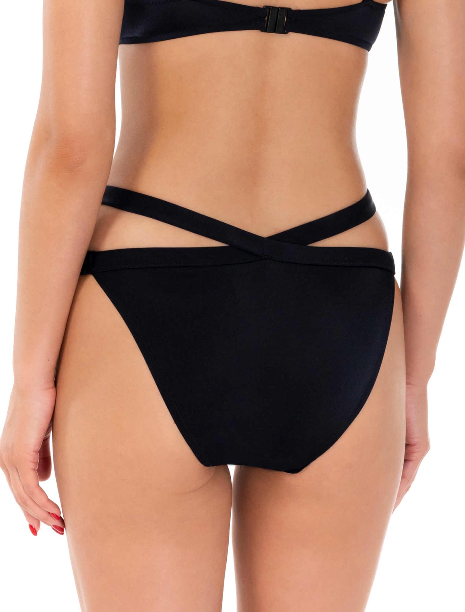 Lauma, Black Strappy Bikini Bottom, On Model Back, 12J53