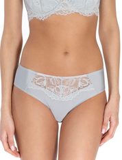 Lauma, Light Blue Mid Waist Panty With Lace, On Model Front, 22L52