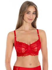 Lauma, Red Underwired Non-padded Lace Bra, On Model Front, 38L20