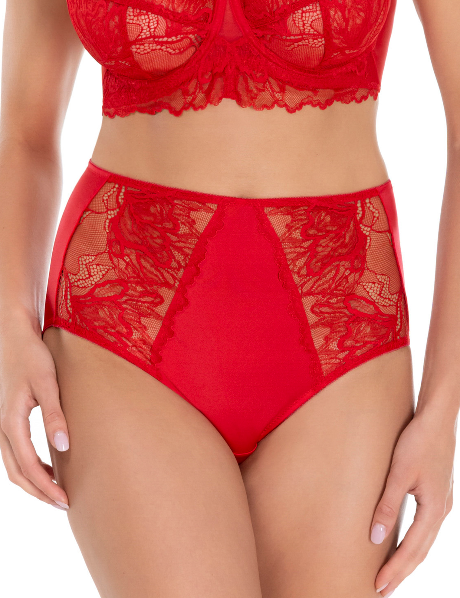 Lauma, Red High Waist Panty, On Model Front, 38L53