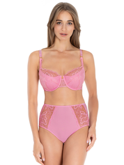 Lauma, Pink Half-padded Lace Bra, On Model Front, 39L40