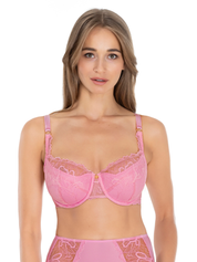 Lauma, Pink Half-padded Lace Bra, On Model Front, 39L40