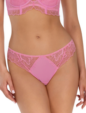 Lauma, Pink Mid Waist String Panty With Lace, On Model Front, 39L60