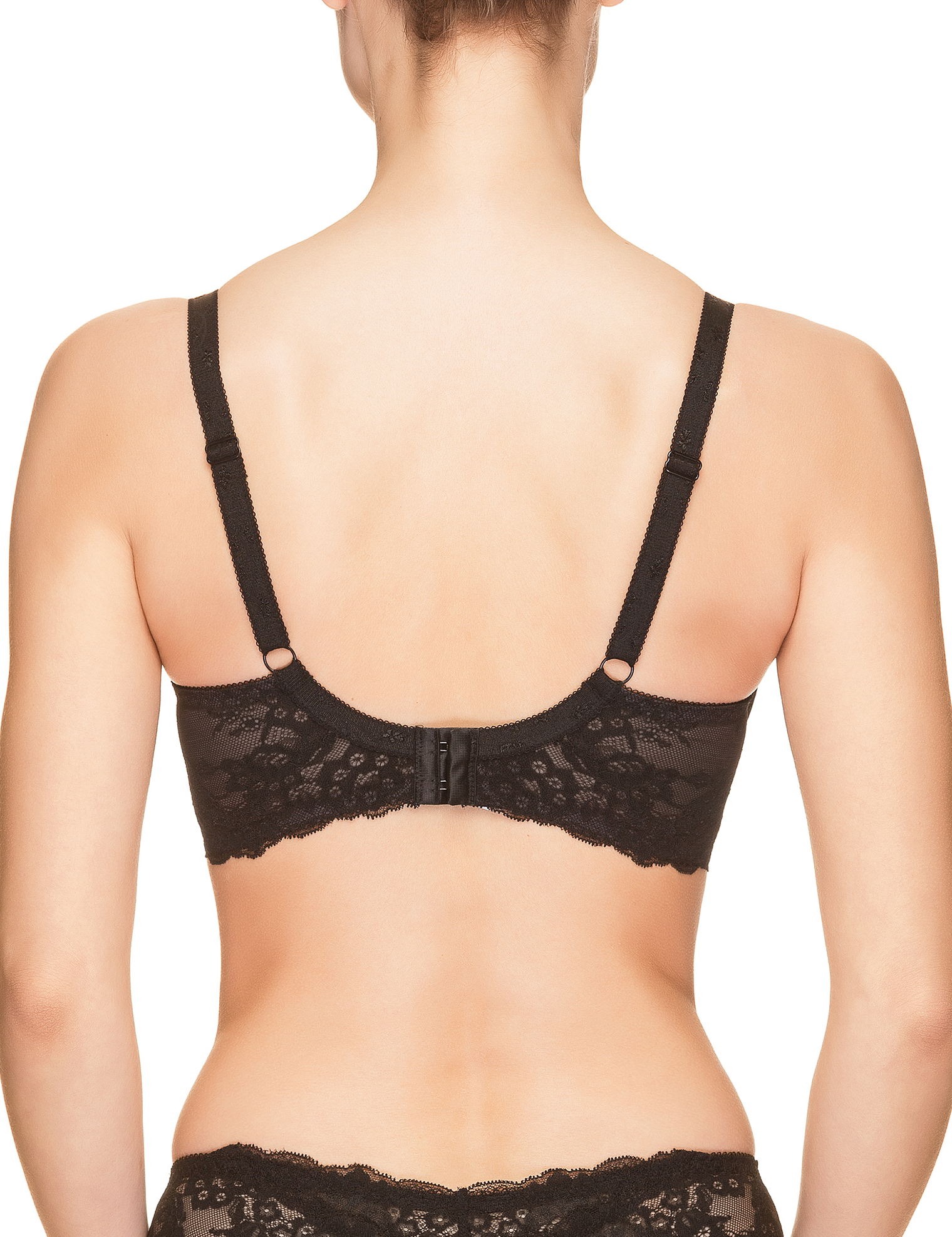 Lauma, Black Underwired Lace Bra, On Model Back, 40H22