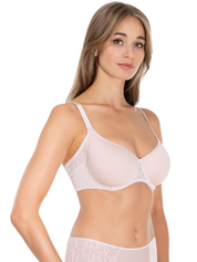 Lauma, Beige Molded Lace Bra, On Model Front, 43L30