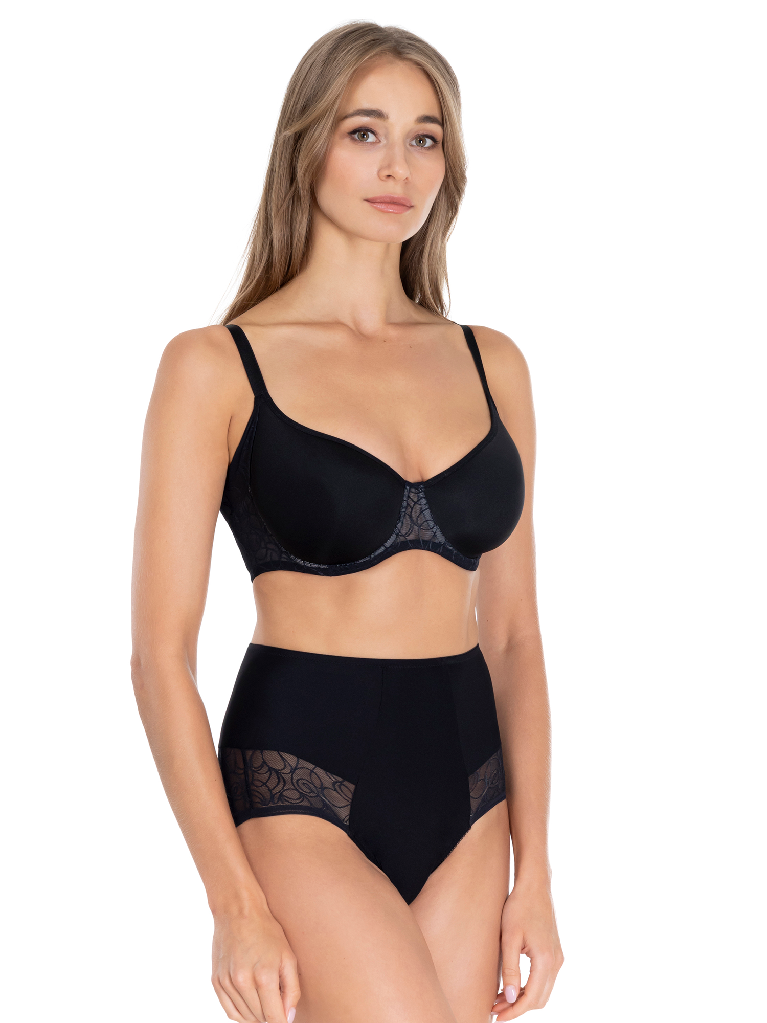Lauma, Black  Lace Lingrie Set, On Model Front, 43L30, 43L51
