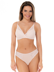 Lauma, Beige Lace Lingerie Set, On Model Front, 43L60, 43L35