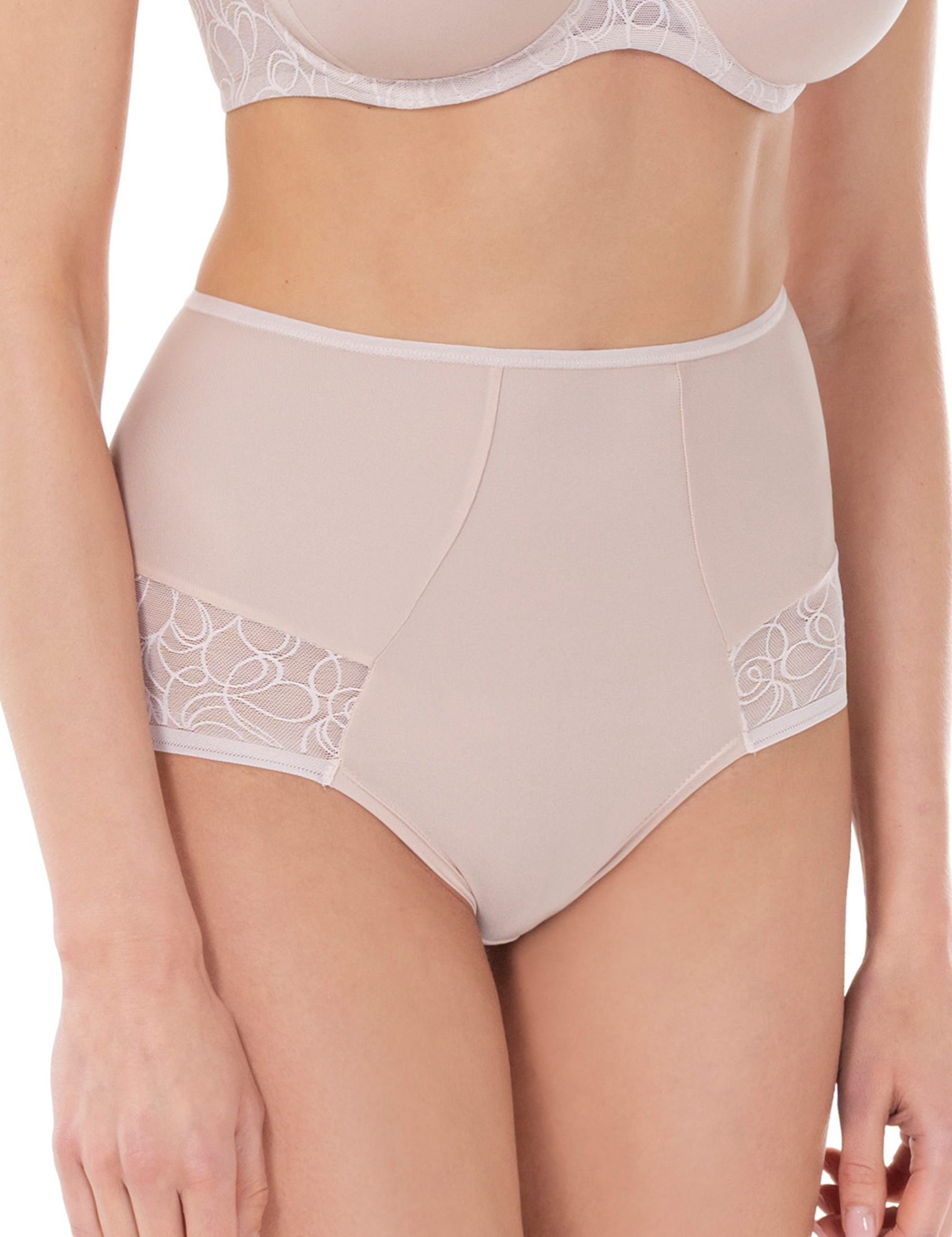 Lauma, Beige Lace High Waist Panty, On Model Front, 43L51