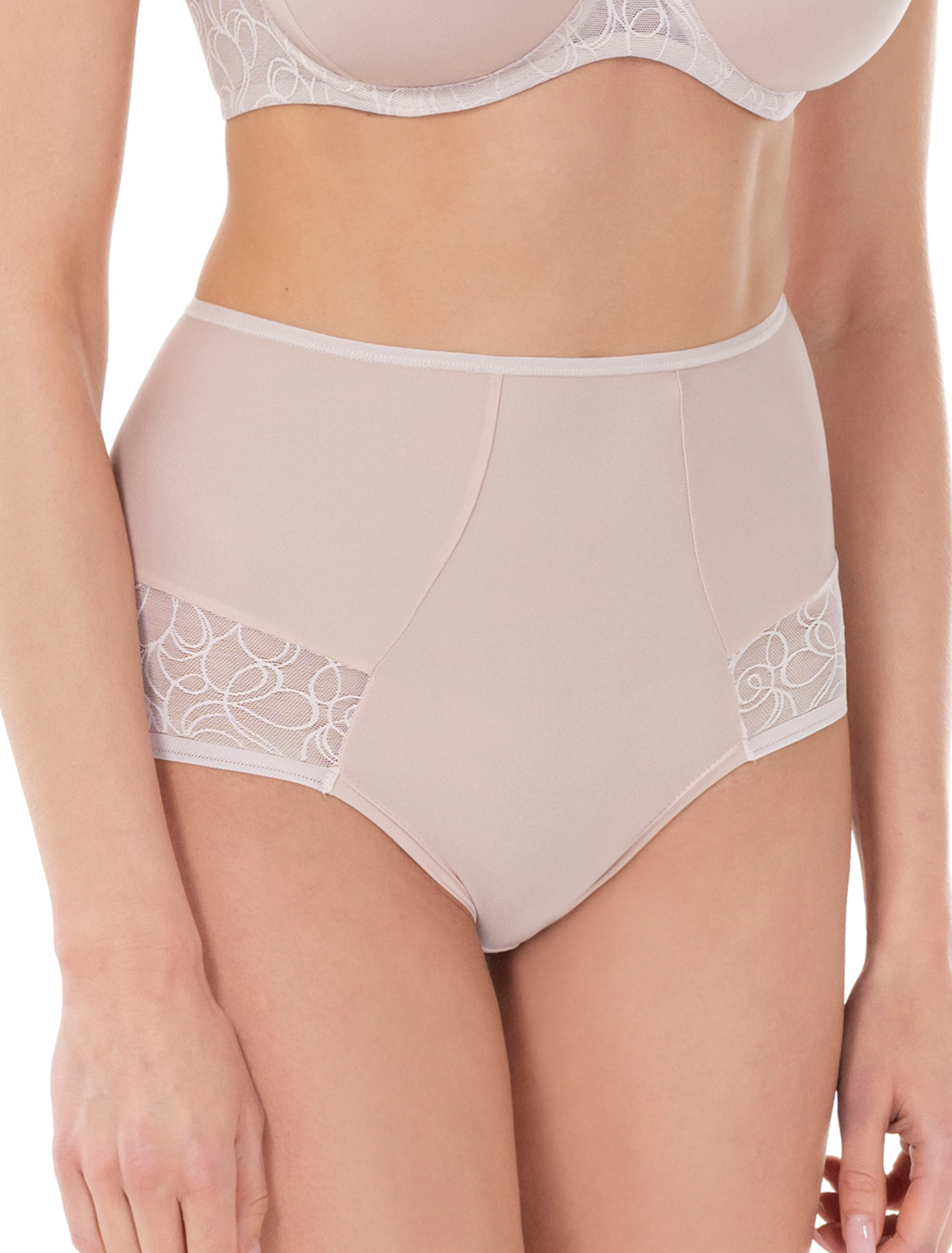Lauma, Beige Lace High Waist Panty, On Model Front, 43L51