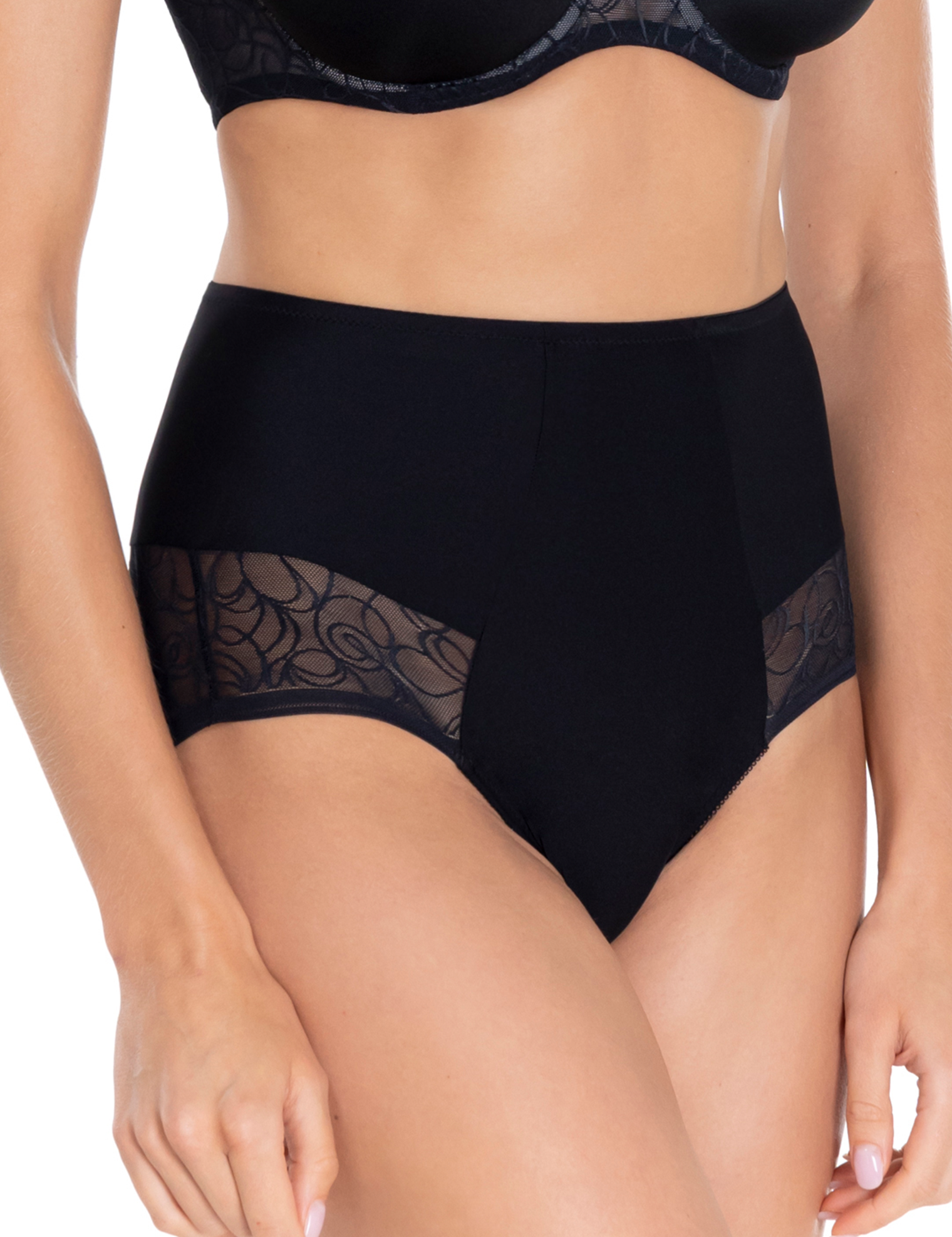 Lauma, Black Lace High Waist Panty, On Model Front, 43L51