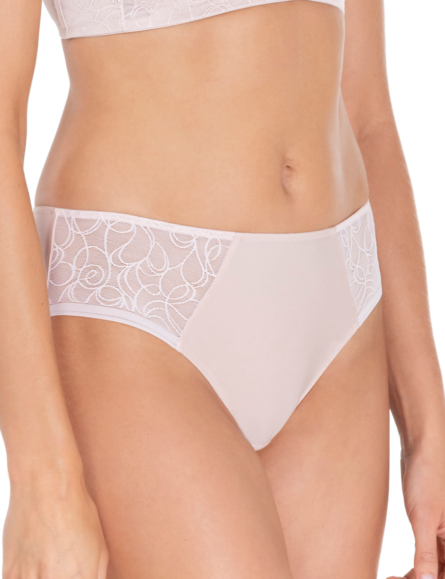 Lauma, Beige, Lace, Mid Waist panty, On Model Front, 43L52