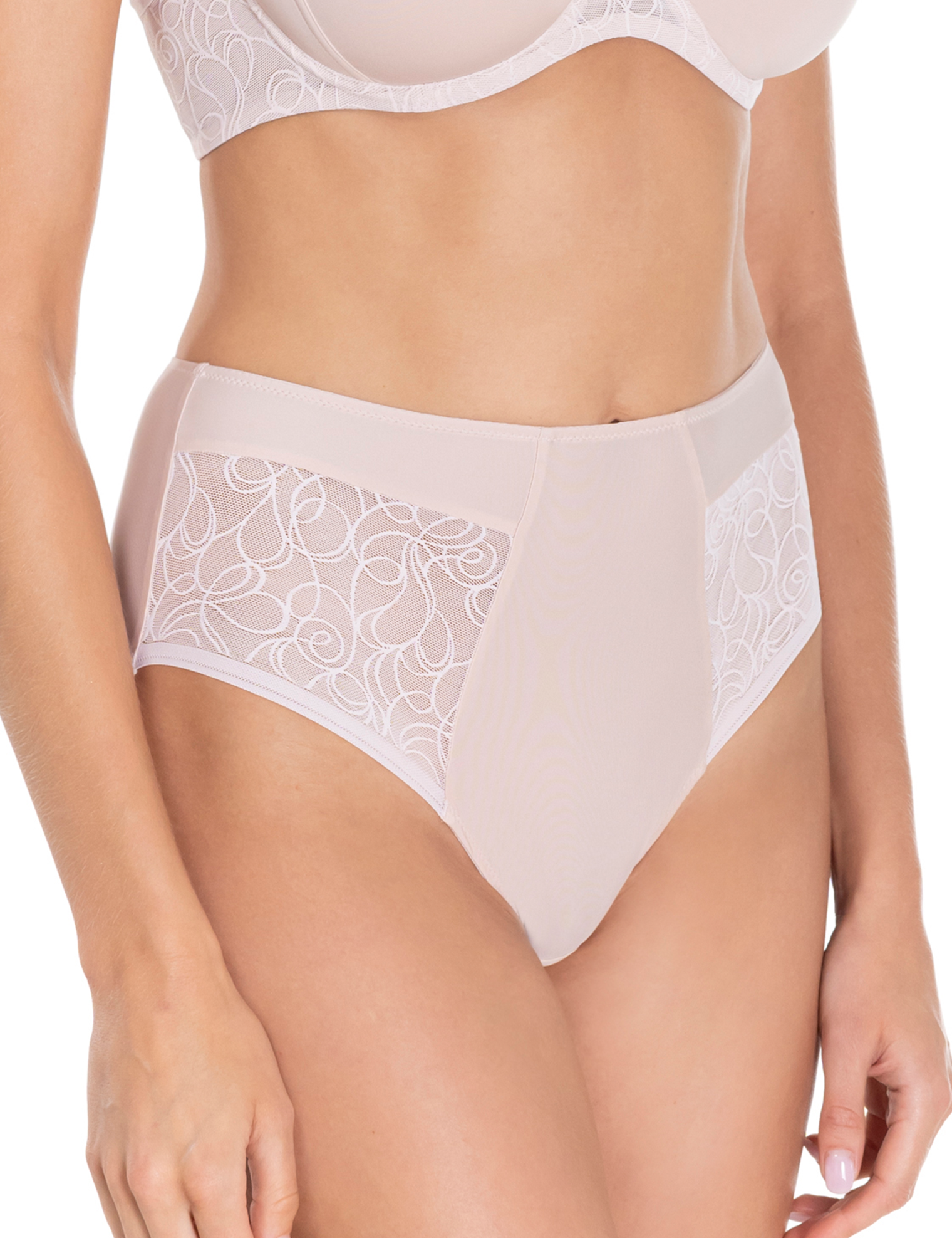 Lauma, Beige Lace High Waist Panty, On Model Front, 43L53