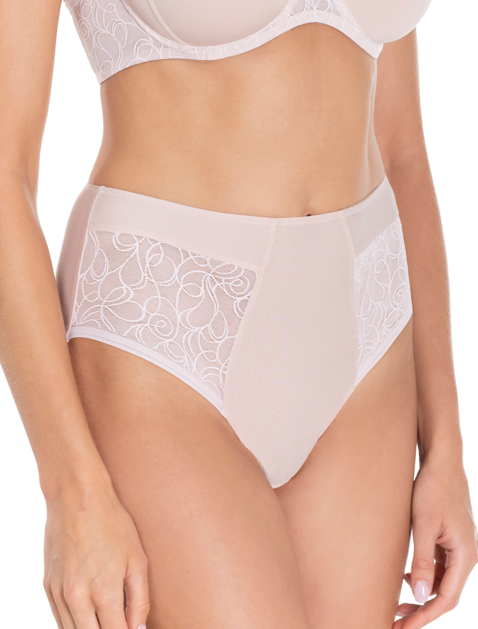 Lauma, Beige Lace High Waist Panty, On Model Front, 43L53