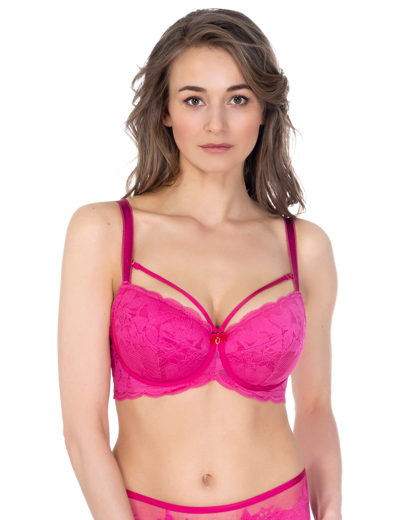 Lauma, Pink Lace Push-up Bra, On Model Front, 44K16