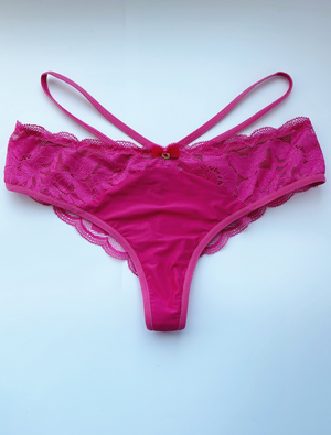 Lauma, Pink Lace String Briefs, Front, 44K60