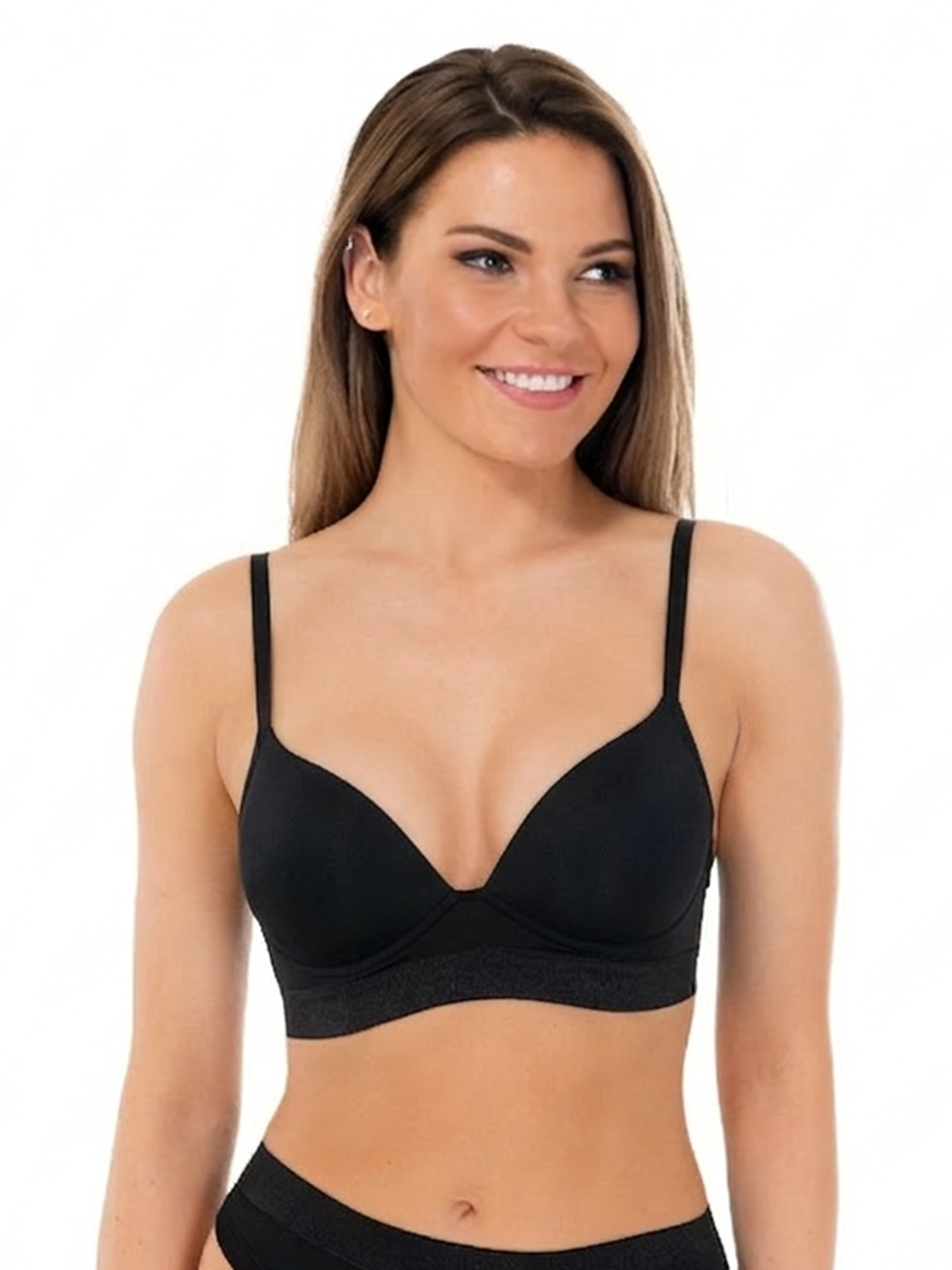 Lauma, Black  Wireless Bra, On Model, Front, 44L35