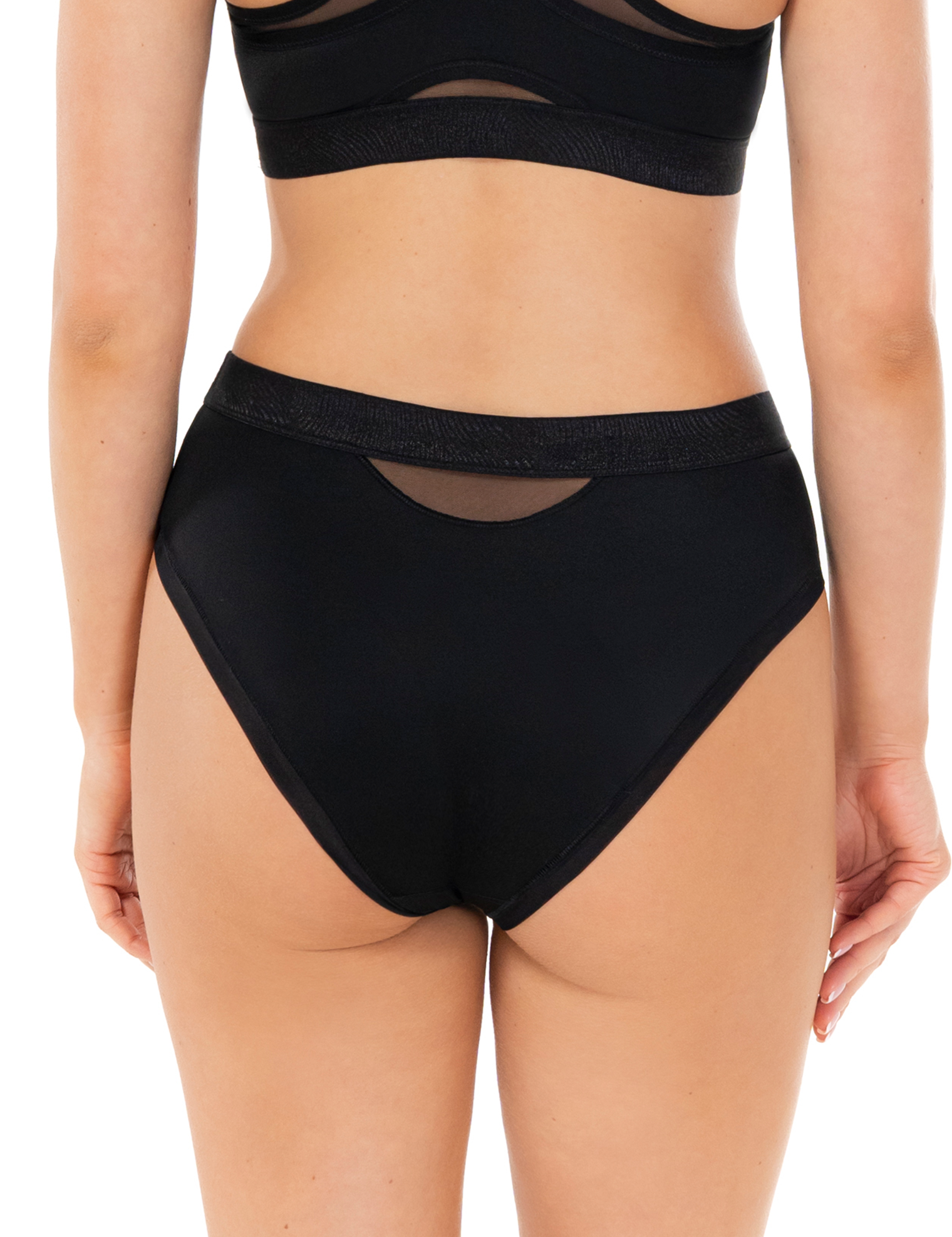 Lauma, Black Midi Waist Panties, On Model, Back, 44L52