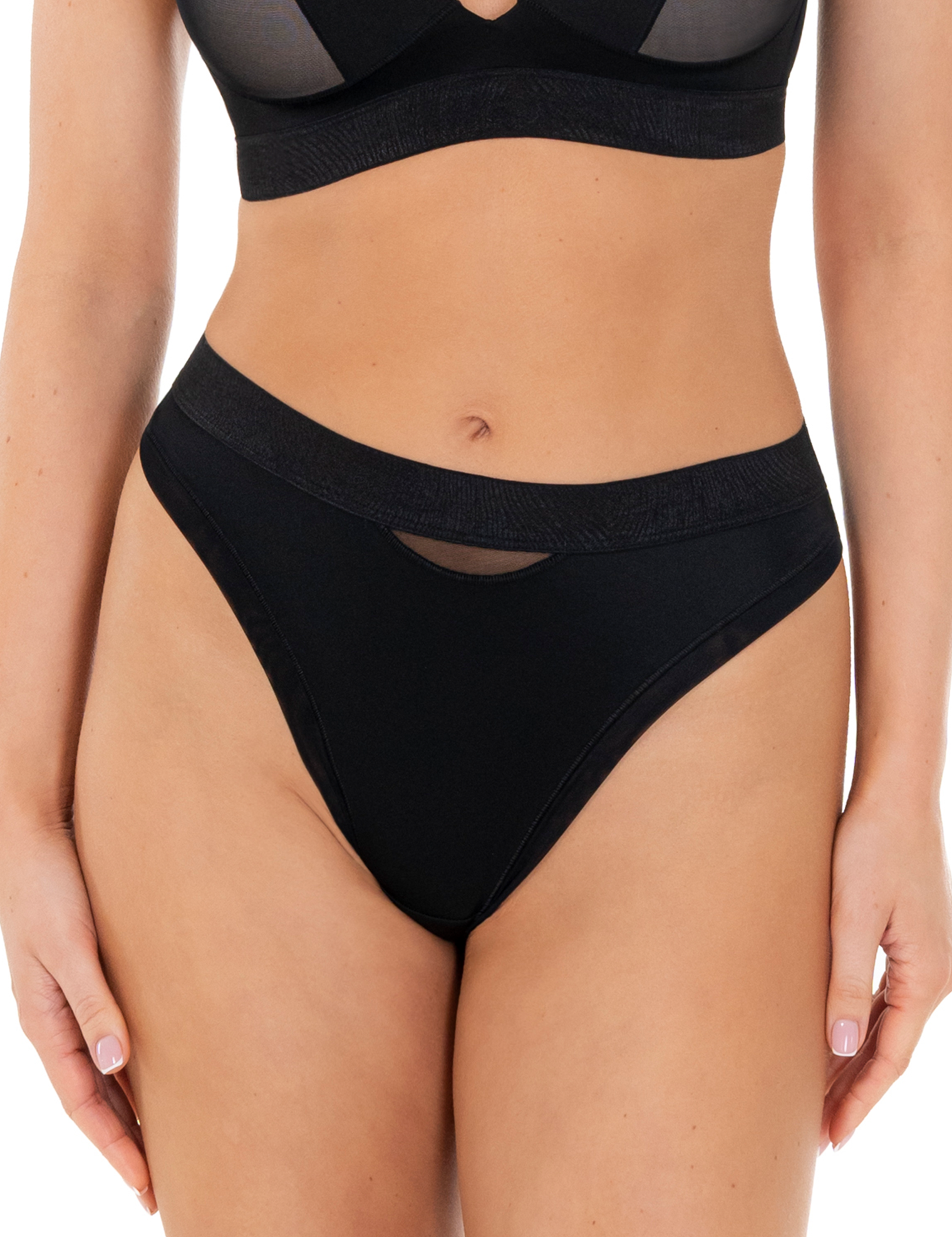 Lauma, Black String Panties, On Model, Front, 44L61