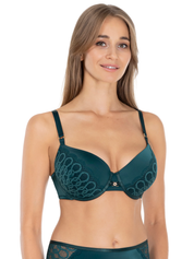 Lauma Lingerie, Green Moulded Bra, With Lace, on Model, Front, 45L30