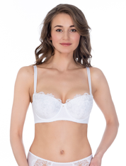 Lauma, White Balconette Bra, On Model Front, 46K30