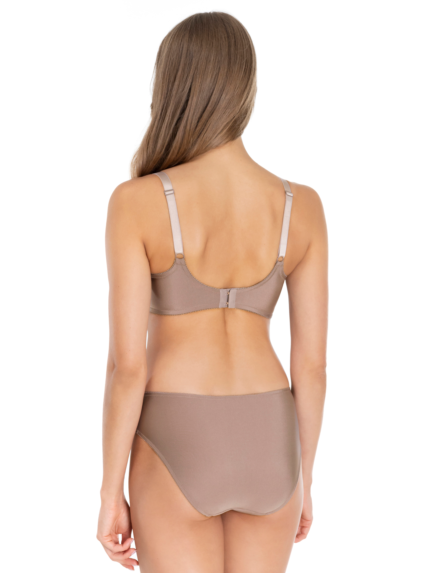 Lauma Lingerie, Beige Lingerie Set, With Lace, On Model Back, 48L50, 48L20