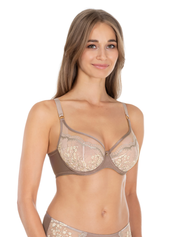 Lauma Lingerie, Beige, Bra, With Lace, On Model Front, 48L20