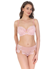 Lauma, Light Pink Lace Shorts Panties, On Model Front, 53K70