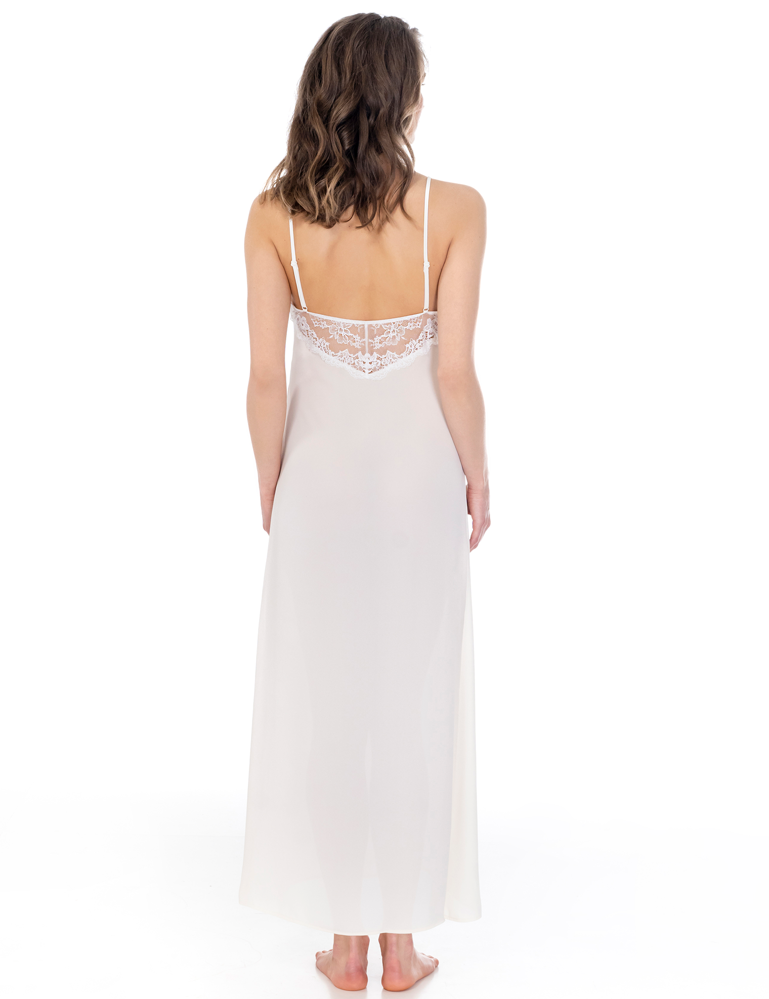 Lauma, Ivory Long Night Dress, On Model Back, 53K91