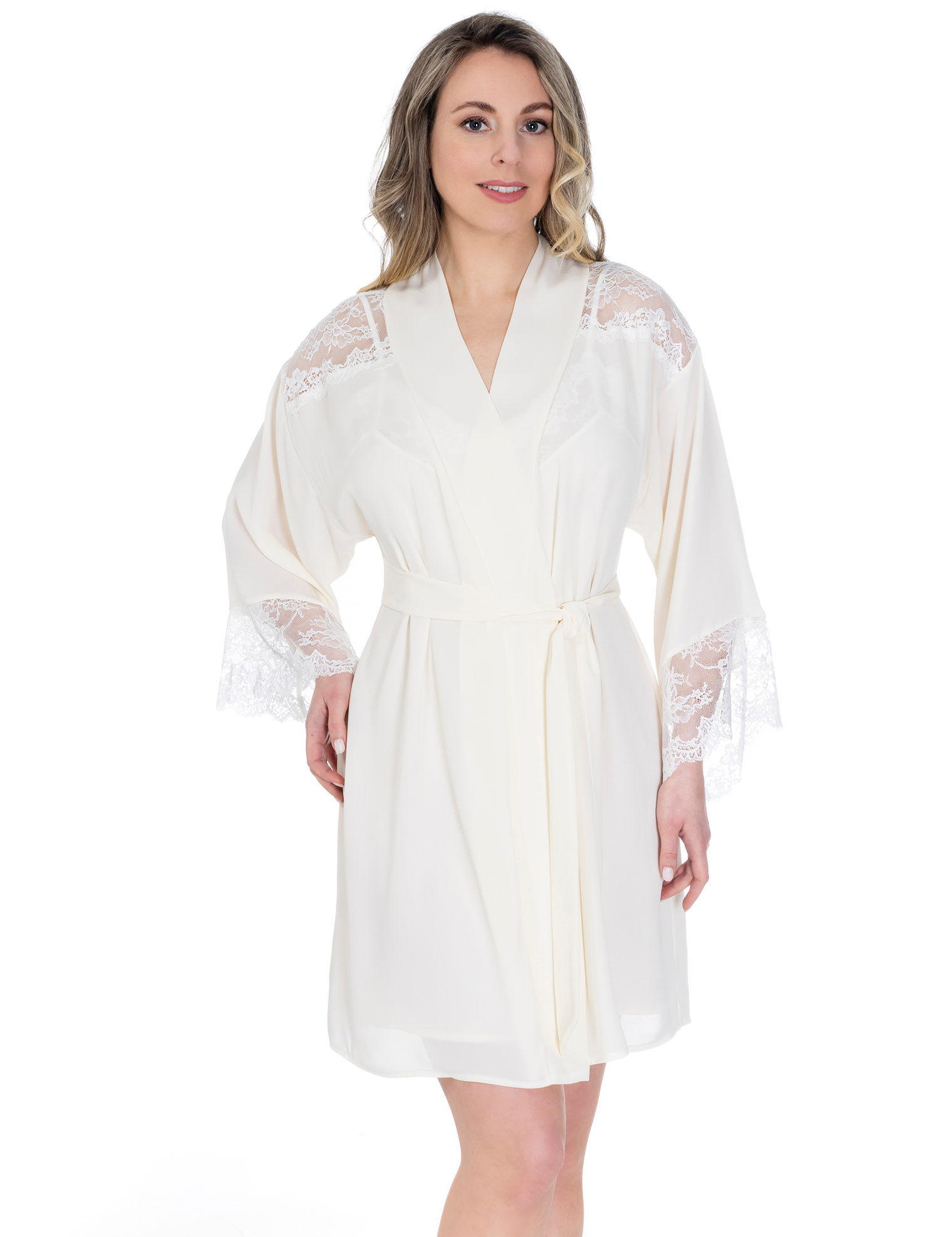 Lauma, Ivory Dressing Gown, On Model Front, 53K98