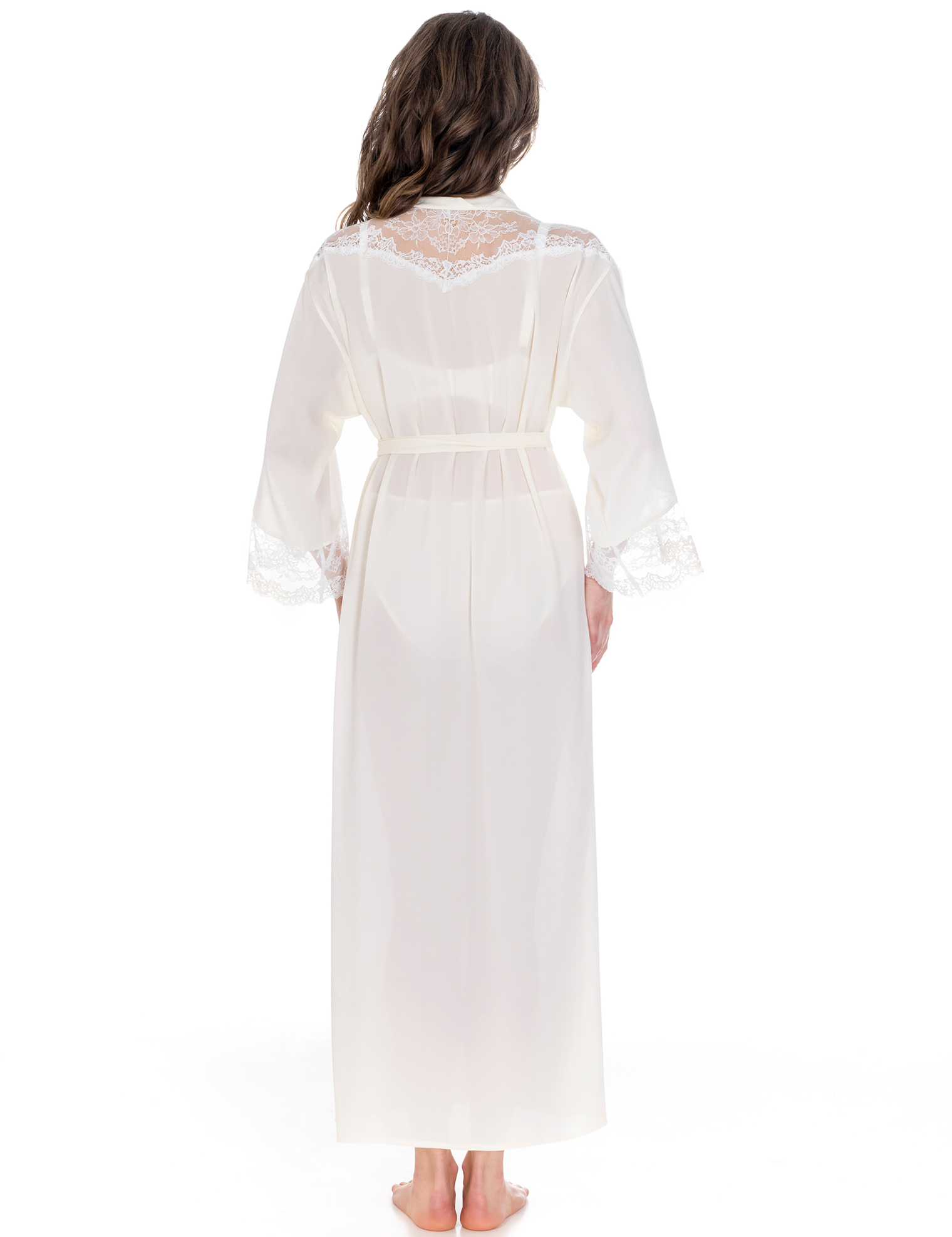 Lauma, Ivory Long Dressing Gown, On Model Back, 53K99