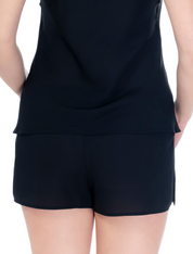 Lauma, Black Crepe Chiffon Pyjama Shorts, On Model Back, 57K70