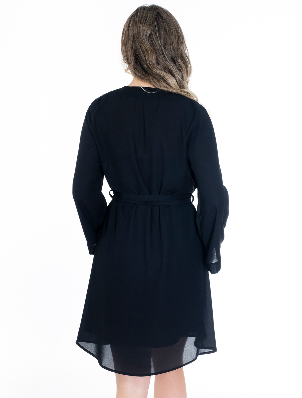 Lauma, Black Crepe Chiffon Dressing Gown, On Model Back, 57K98