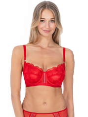 Lauma, Red, Lace, Bra, On Model, Front, 57L20