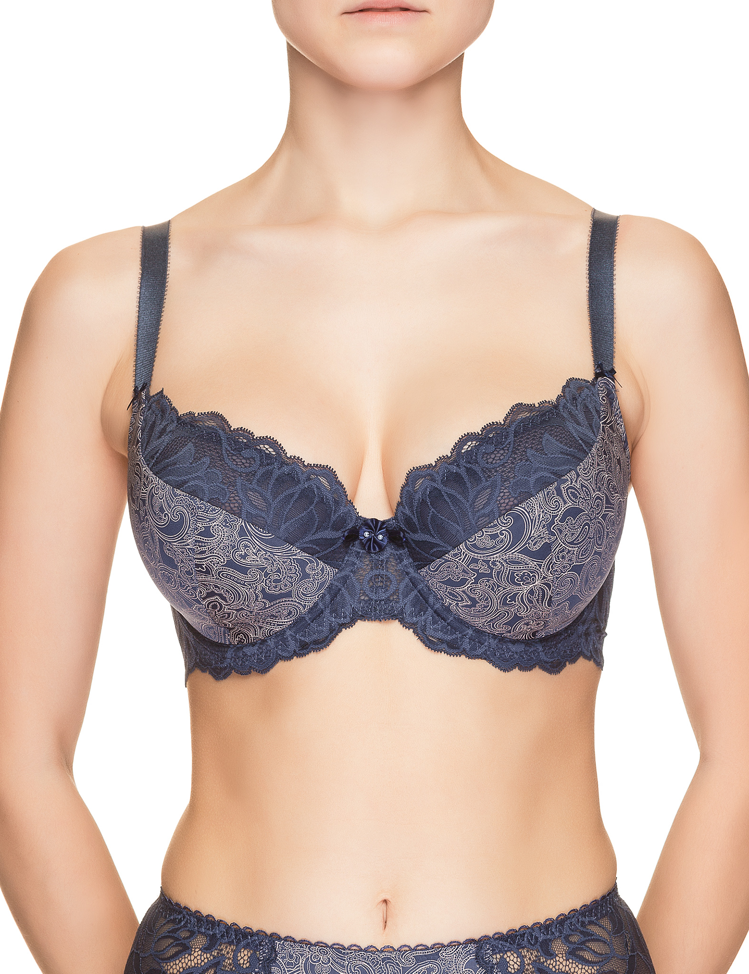 Lauma, Blue Half-padded Bra, On Model Front, 58H40