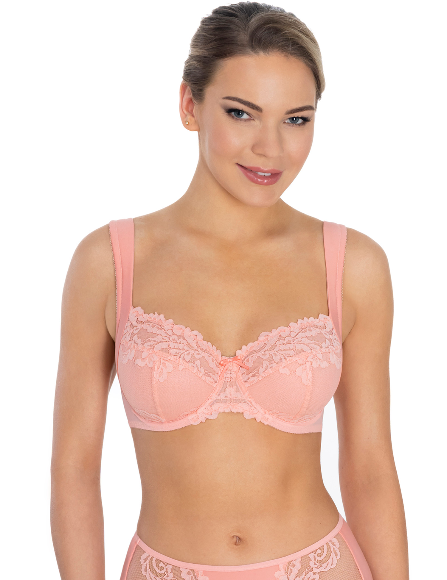 Lauma, Peach Pink Underwired Non-padded Bra, On Model Front, 58K23