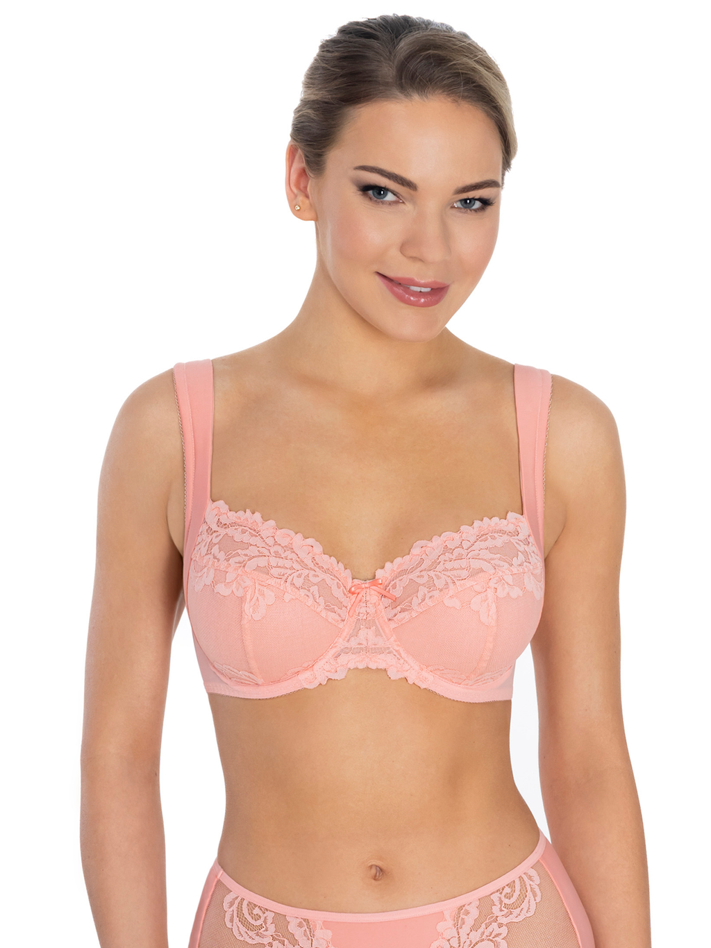 Lauma, Peach Pink Underwired Non-padded Bra, On Model Front, 58K23