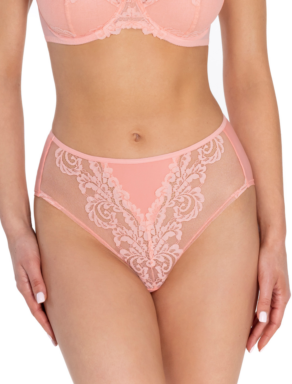 Lauma, Peach Pink Hi-cut Panties, On Model Front, 58K50