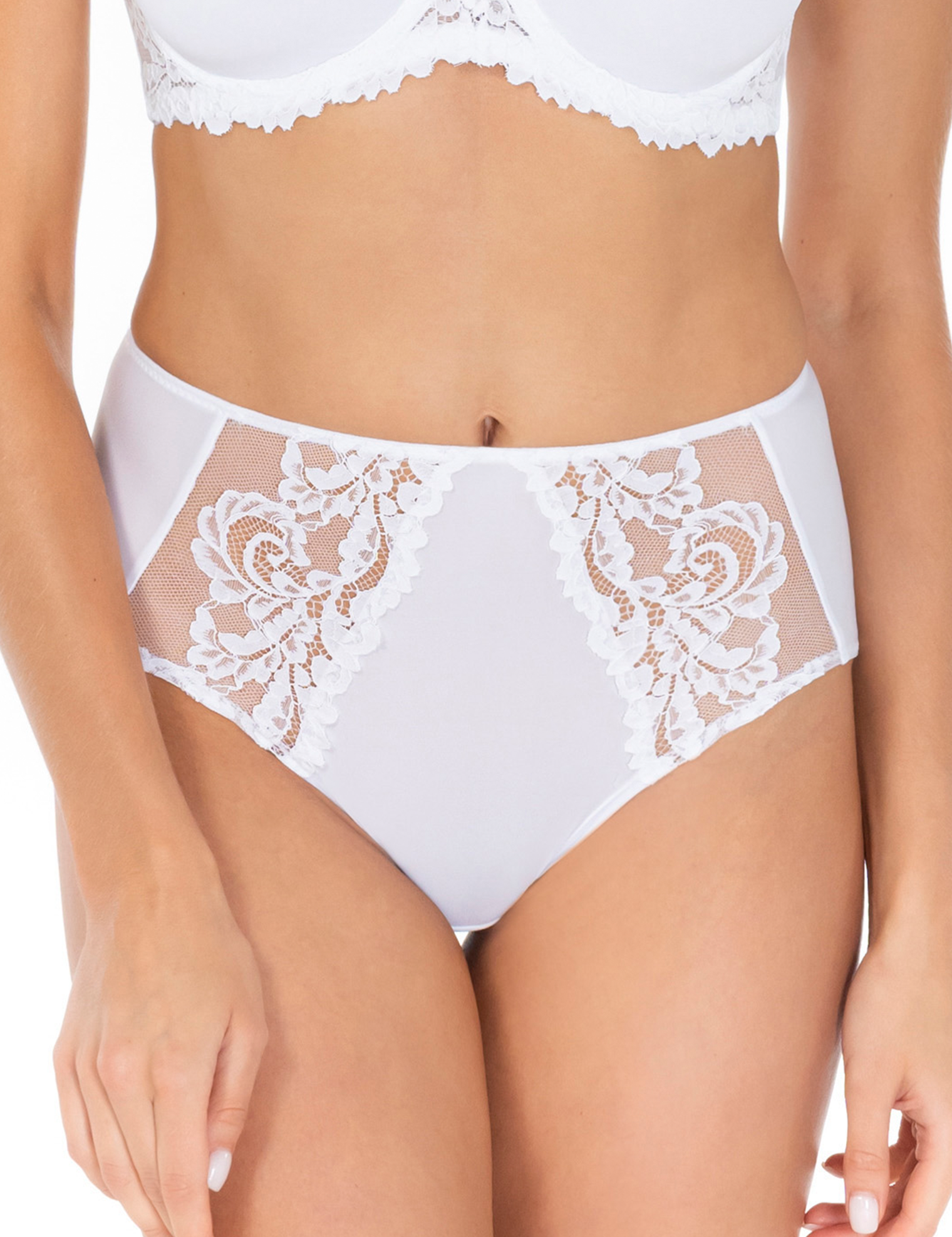 Lauma, White High Waist Panties, On Model Front, 58K51