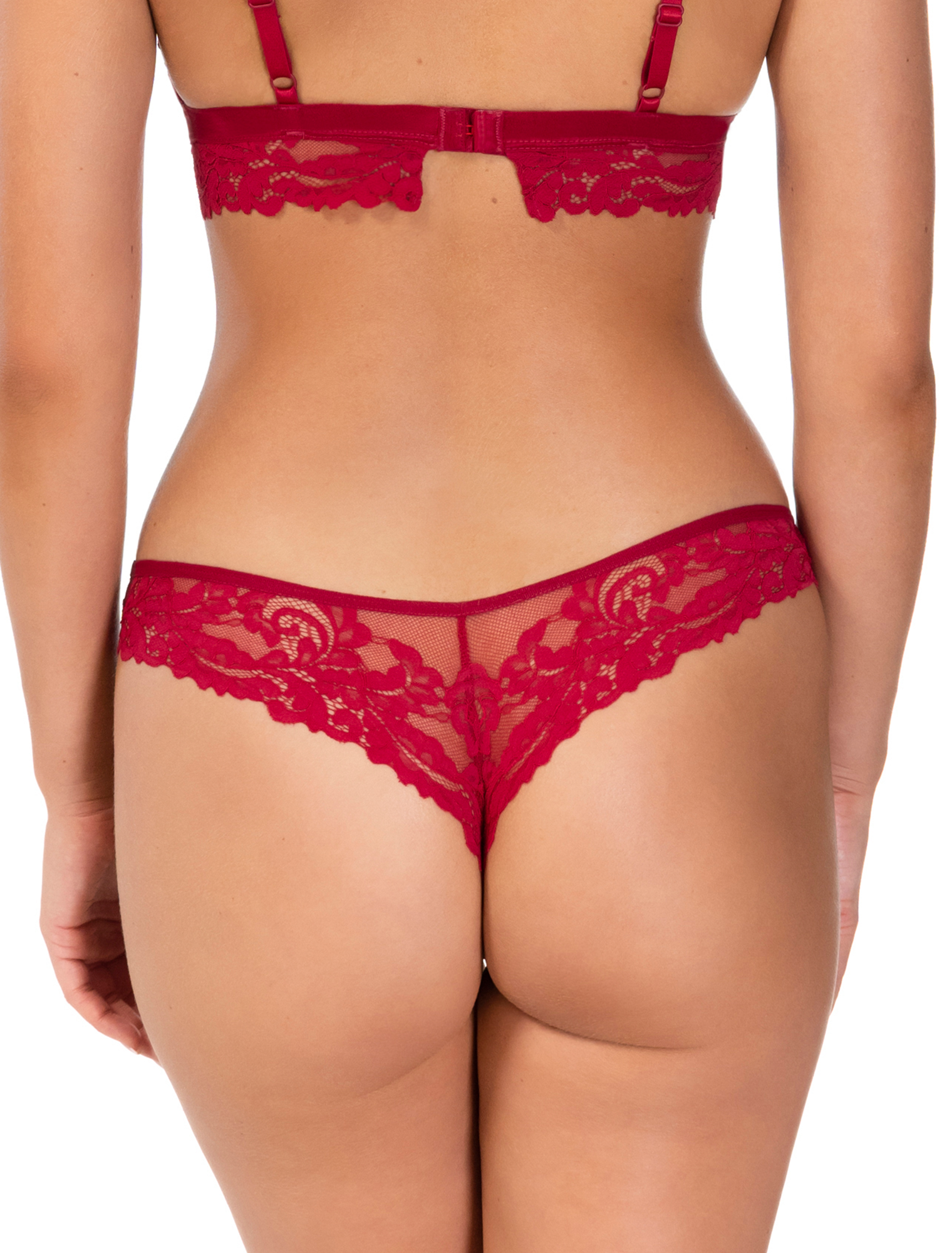 Lauma, Red Lace String Panties, On Model Back, 58K60