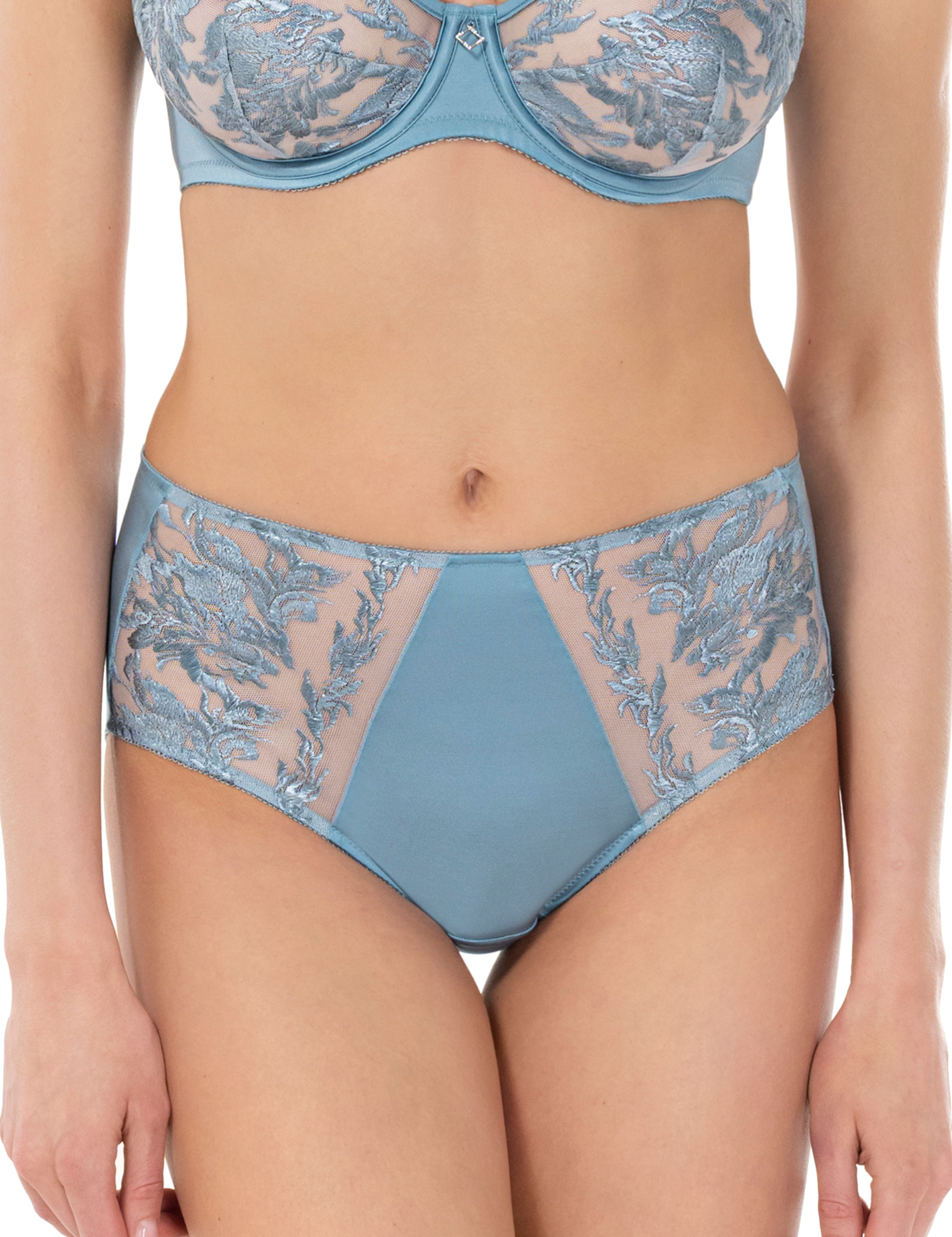 Lauma, Blue, Lace, Panties, On Model, Front, 58L51