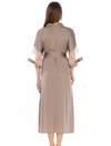 Lauma, Dark Beige Long Dressing Gown, On Model Back, 62K99