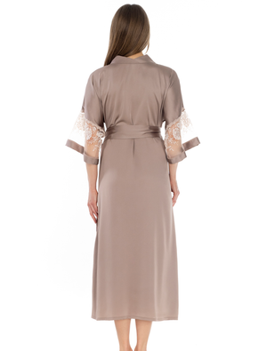Lauma, Dark Beige Long Dressing Gown, On Model Back, 62K99
