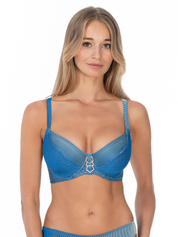 Lauma, Blue Bikini Top, On Model, Front, 64L20