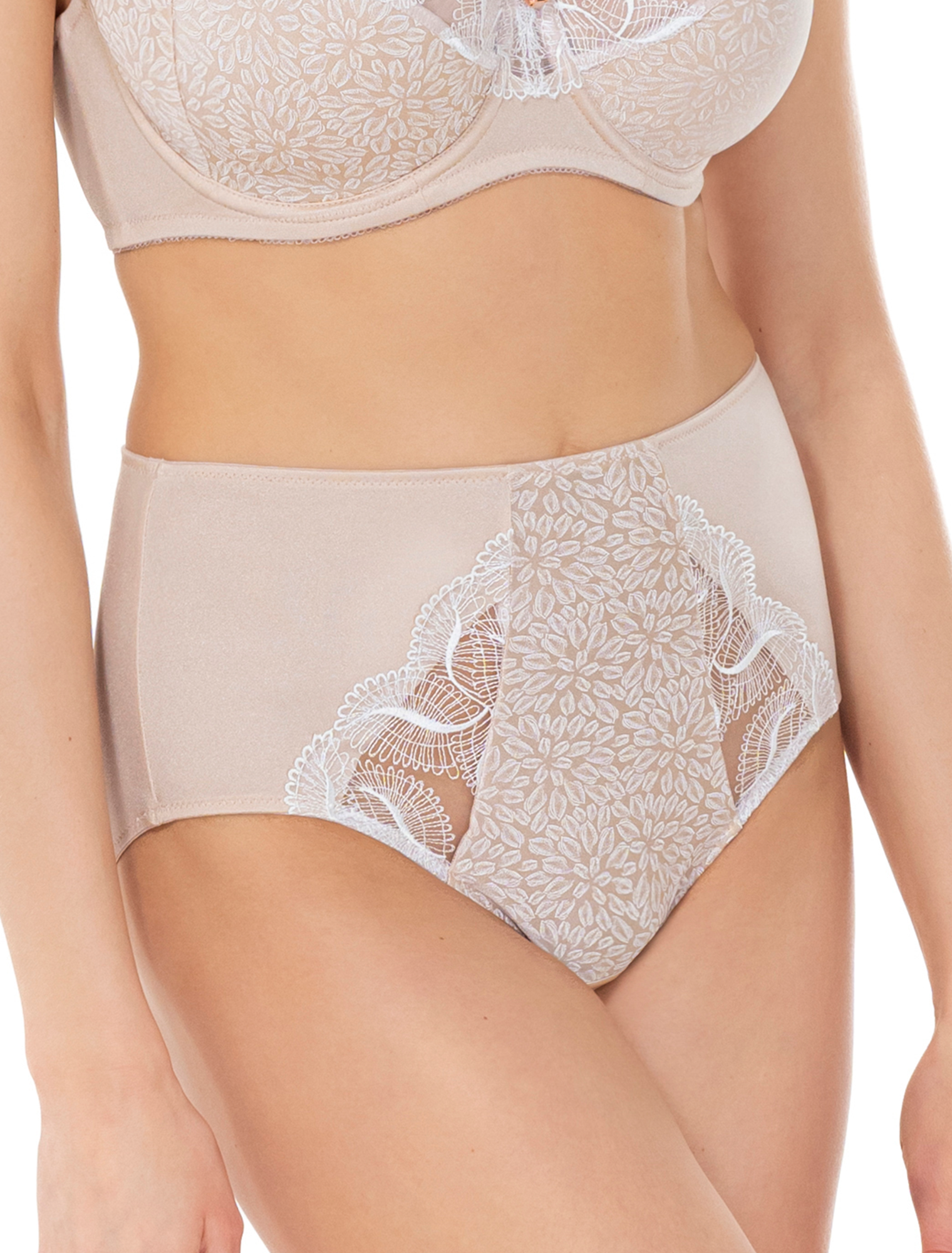 Lauma, Beige High Waist Panties, On Model, Front, 65L51