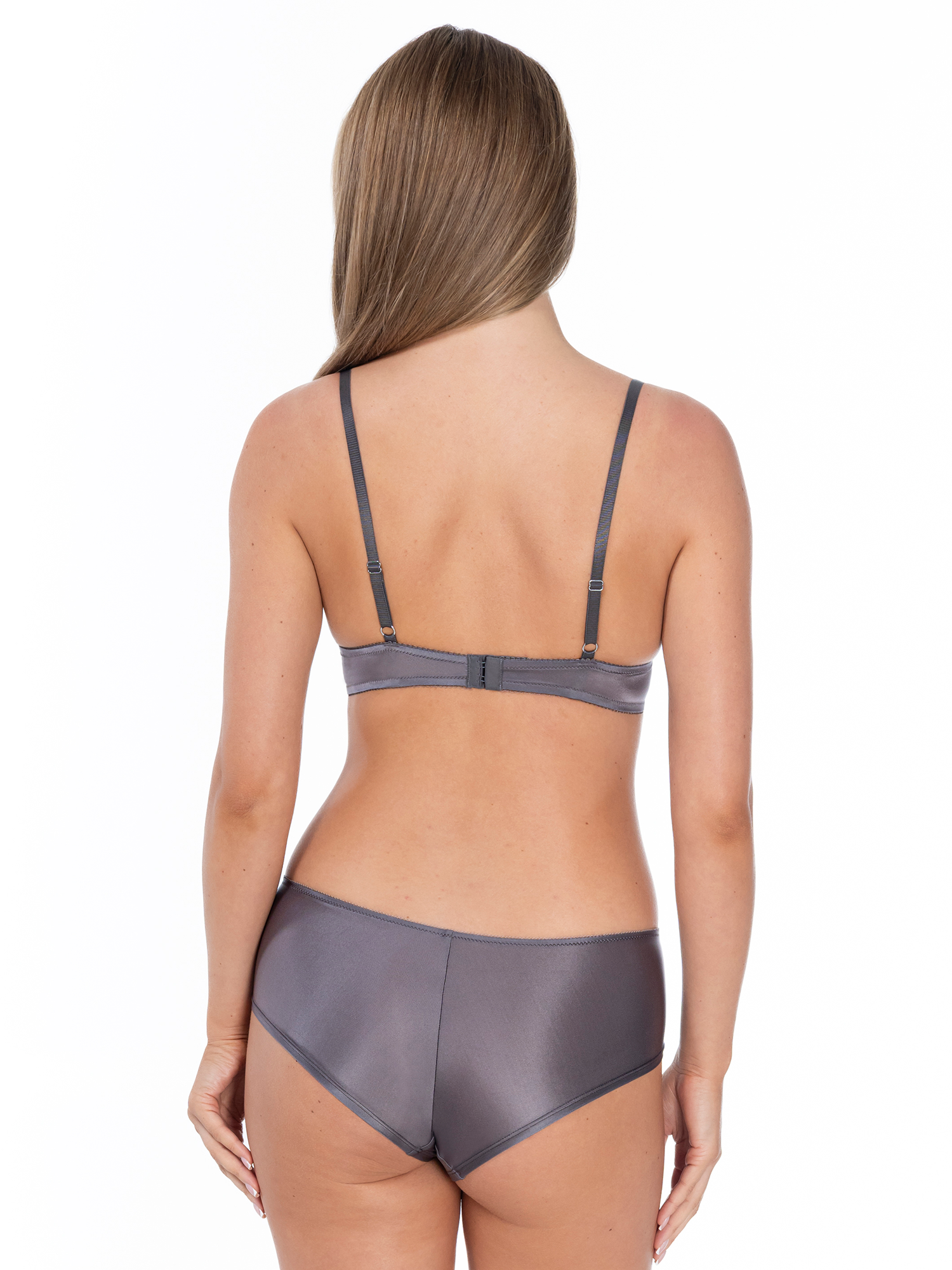 Lauma, Grey Lace Lingerie Set, On Model, Back, 69L70, 69L10