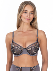 Lauma, Grey Lace Underwired Bra, On Model, Front, 69L20