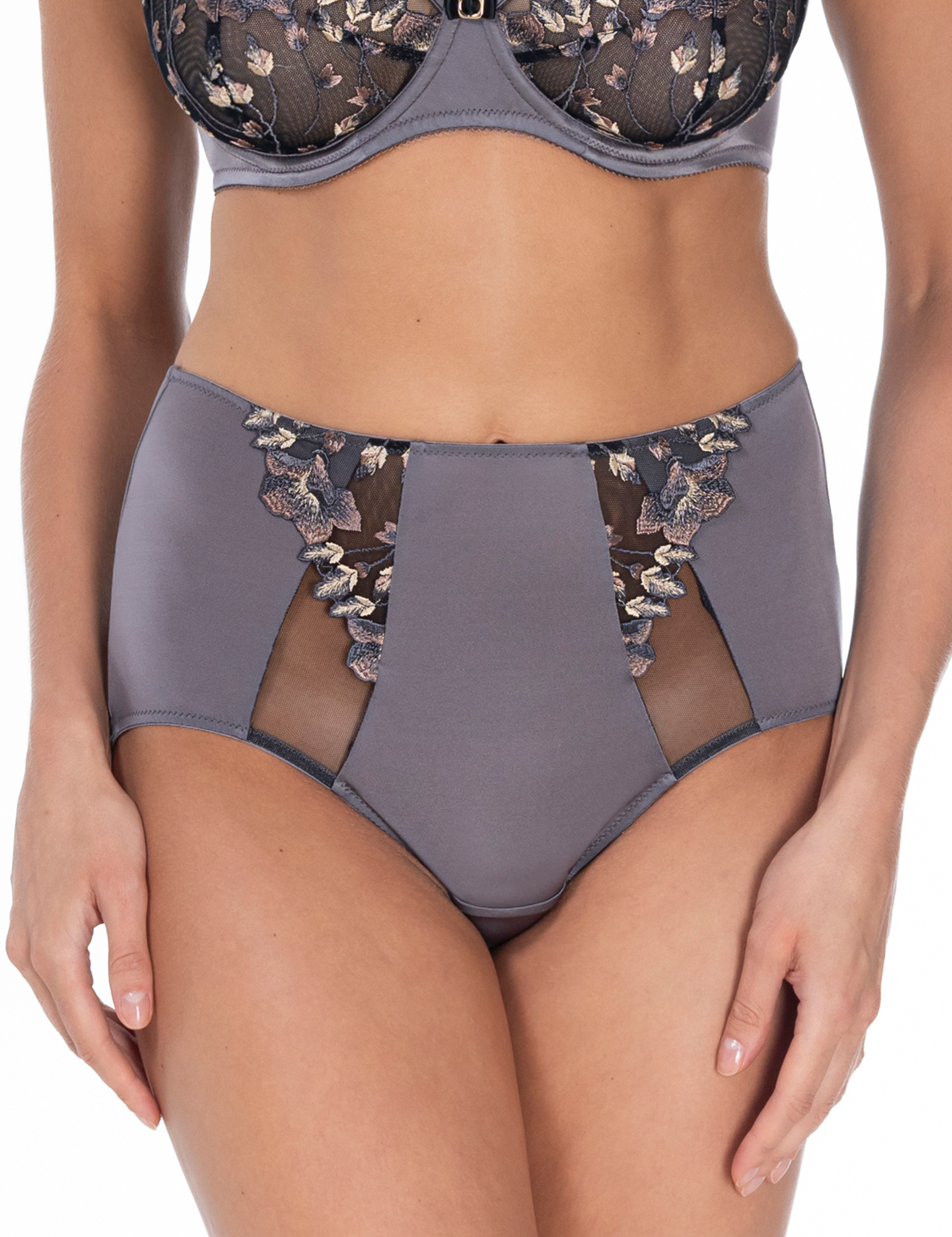 Lauma, Grey High Waist Panties, On Model, Front, 69L51